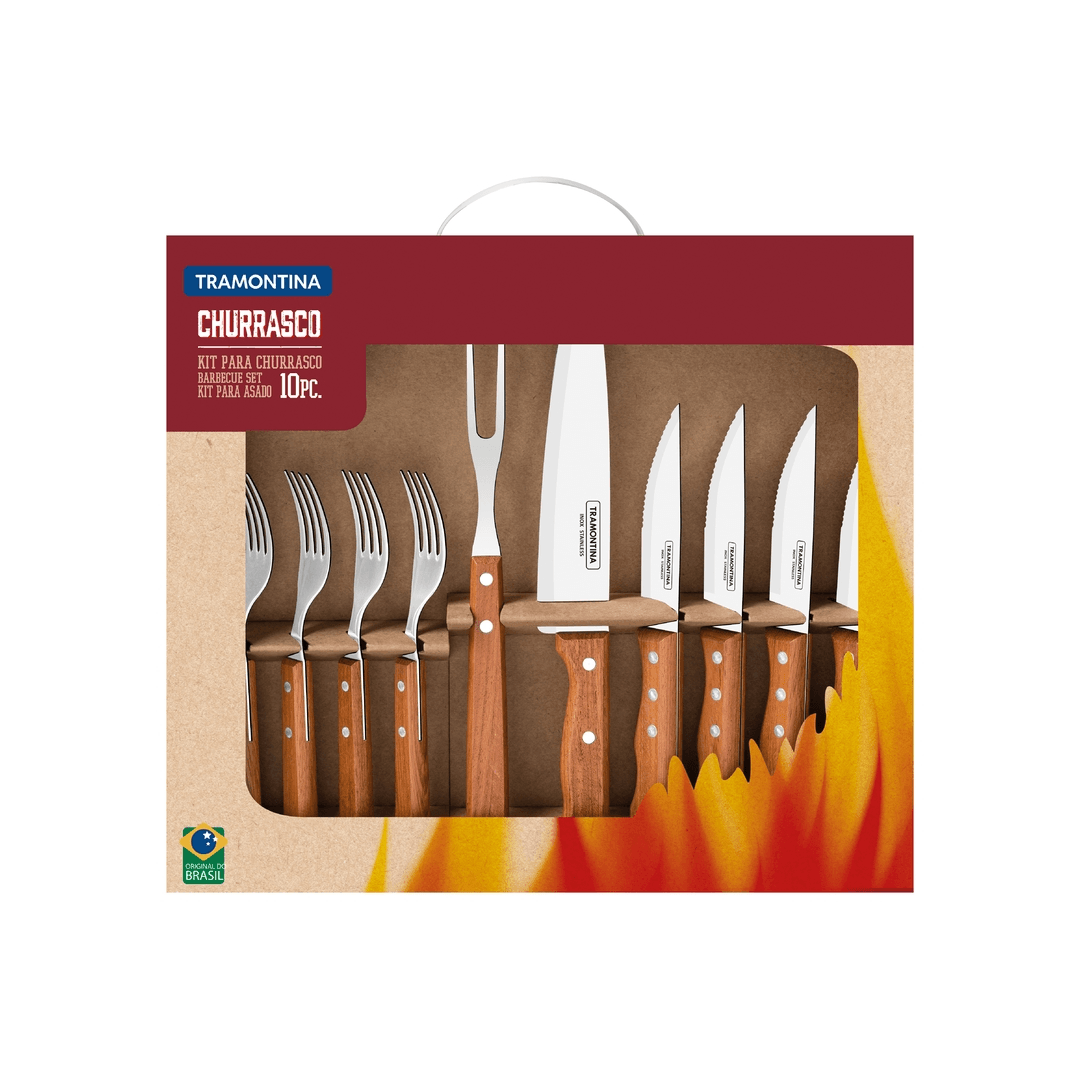 Encontraproduto.com.br - Cojunto Para Churrasco Tramontina 10 Peças Dynamic