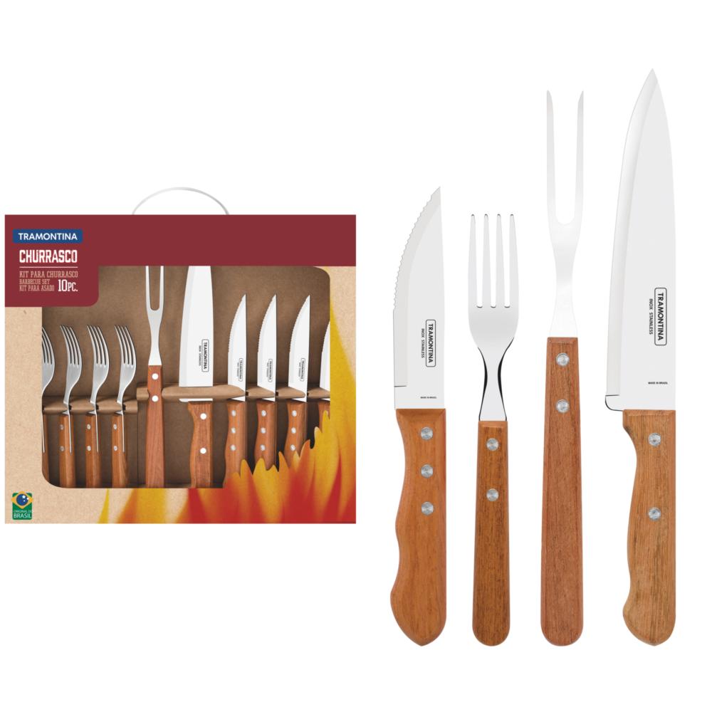 Encontraproduto.com.br - Cojunto Para Churrasco Tramontina 10 Peças Dynamic