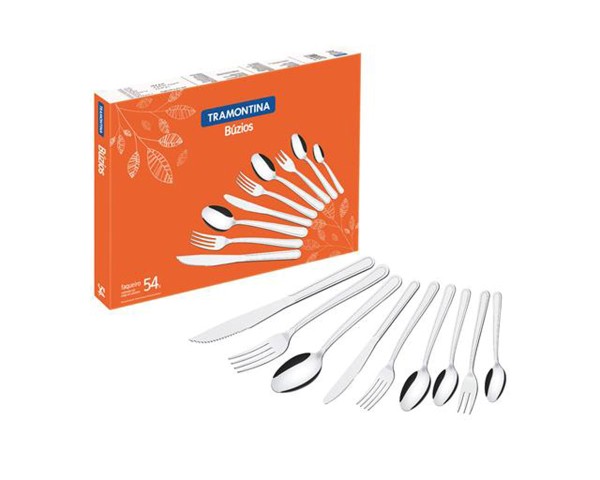 Encontraproduto.com.br - Faqueiro Tramontina Búzios em Aço Inox 54 Peças
