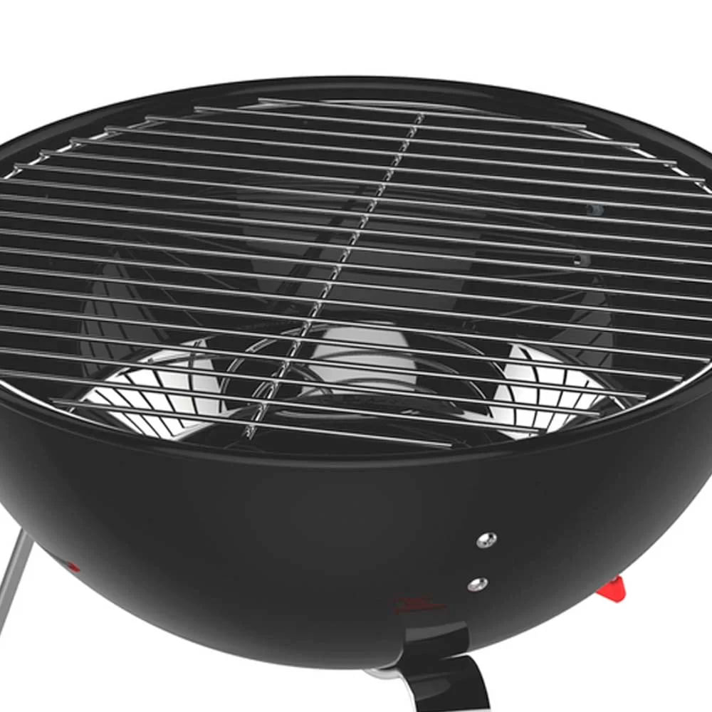 Encontraproduto.com.br - Churrasqueira Portátil a Carvão Tramontina TCP 320L com Tampa em Aço Esmaltado Grelha e Utensílios em Aço Inox