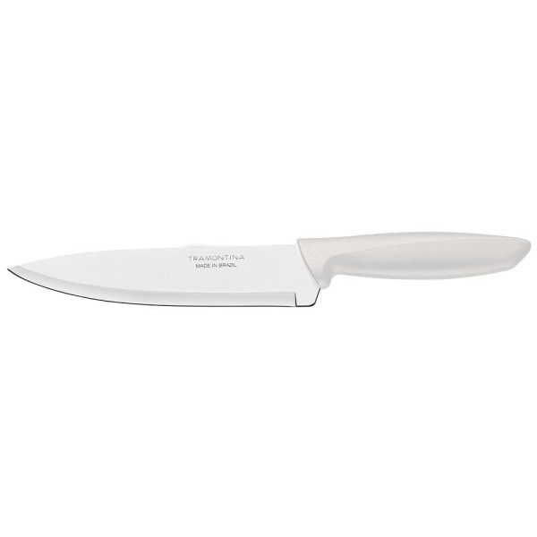 Encontraproduto.com.br - Faca Chef Tramontina Plenus Com Lâmina Em Aço Inox E Cabo De Polipropileno Off White 7