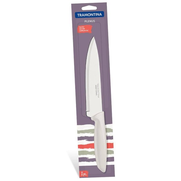 Encontraproduto.com.br - Faca Chef Tramontina Plenus Com Lâmina Em Aço Inox E Cabo De Polipropileno Off White 7
