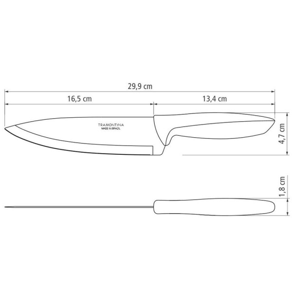 Encontraproduto.com.br - Faca Chef Tramontina Plenus Com Lâmina Em Aço Inox E Cabo De Polipropileno Off White 7