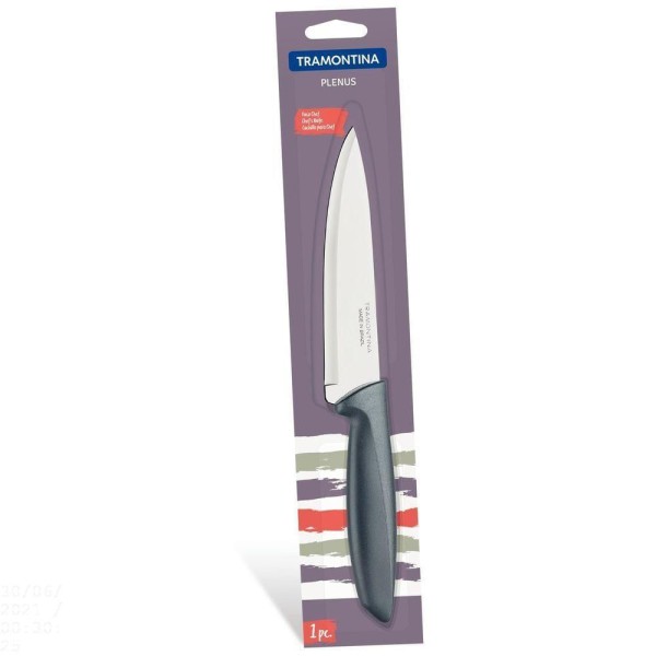Encontraproduto.com.br - Faca Chef Tramontina Plenus Com Lâmina Em Aço Inox E Cabo De Polipropileno Cinza 6