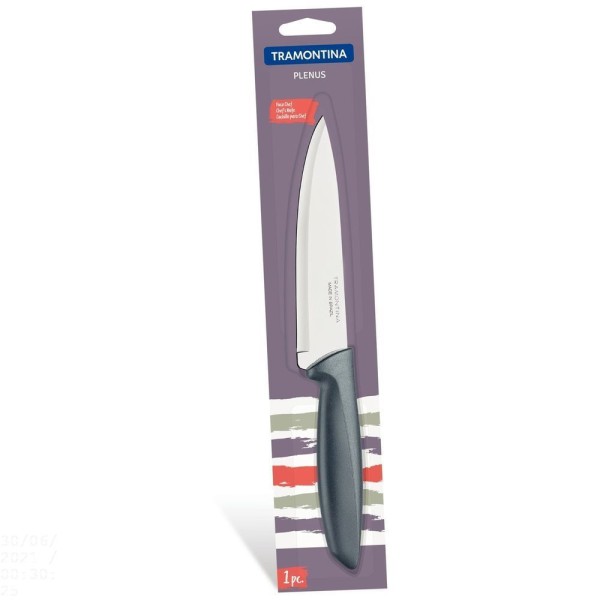 Encontraproduto.com.br - Faca Chef Tramontina Plenus Com Lâmina Em Aço Inox E Cabo De Polipropileno Cinza 6