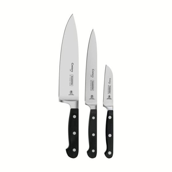 JOGO DE FACAS INOX 3PC CENTURY PRETO