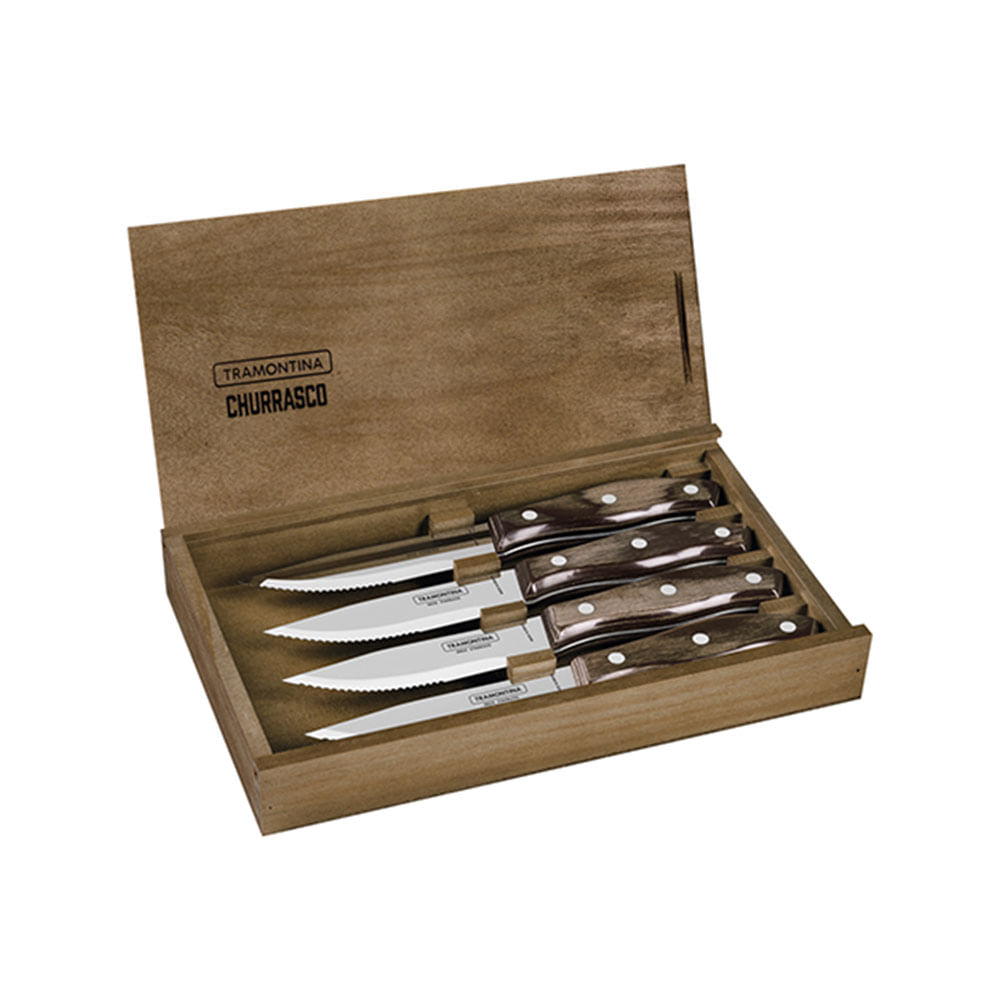 Conjunto de Facas para Churrasco Jumbo 5pol Castanho Polywood 4pçs - Tramontina