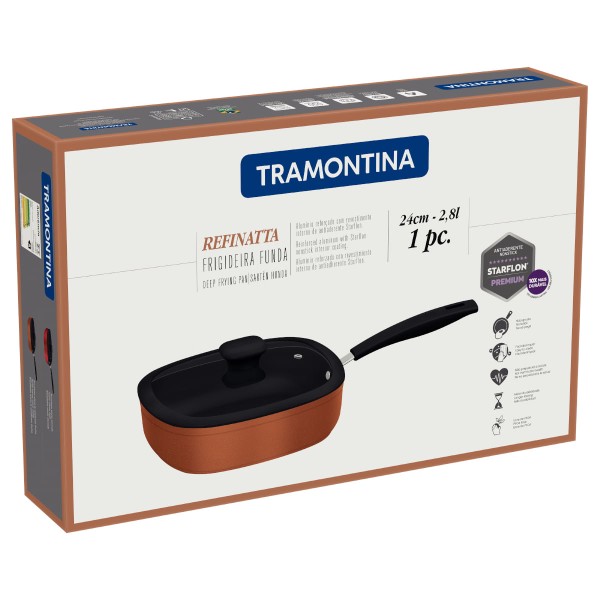 Encontraproduto.com.br - Frigideira Funda Tramontina Refinatta Alumínio Starflon Vermelho 24 cm 2,8 L