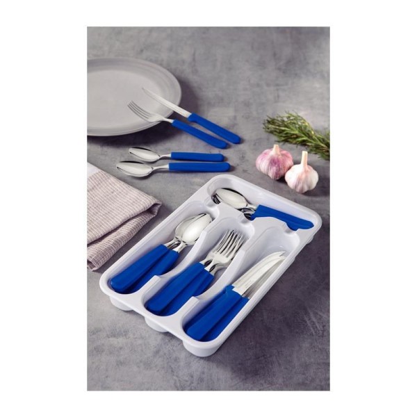Encontraproduto.com.br - Faqueiro Tramontina Tulum com Facas para Churrasco 25 peças Azul 23299/183
