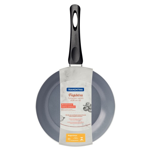 Encontraproduto.com.br - Frigideira Tramontina com Revestimento Interno Cerâmico e Externo em Silicone Vermelho - 2 Litros