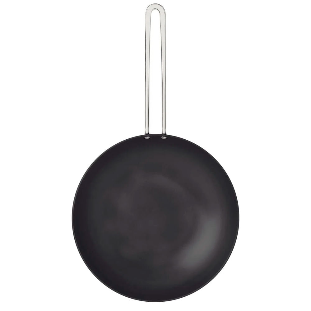 Encontraproduto.com.br - Wok Churrasco Tramontina Em Alumínio Anodizado Com Cabo De Aço Inox 24 Cm 2,2 L