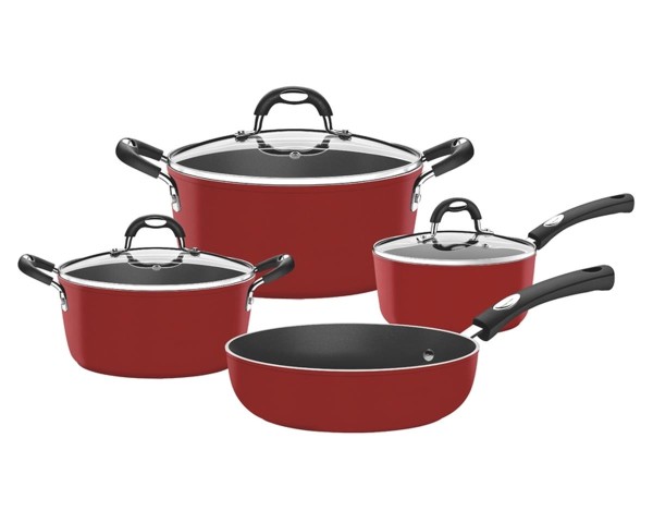 Encontraproduto.com.br - Jogo de Panelas Tramontina 4 Peças Mônaco Induction em Alumínio com Revestimento Interno Antiaderente Starflon Premium e Externo de Silicone Vermelho