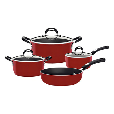 Encontraproduto.com.br - Jogo de Panelas Tramontina 4 Peças Mônaco Induction em Alumínio com Revestimento Interno Antiaderente Starflon Premium e Externo de Silicone Vermelho