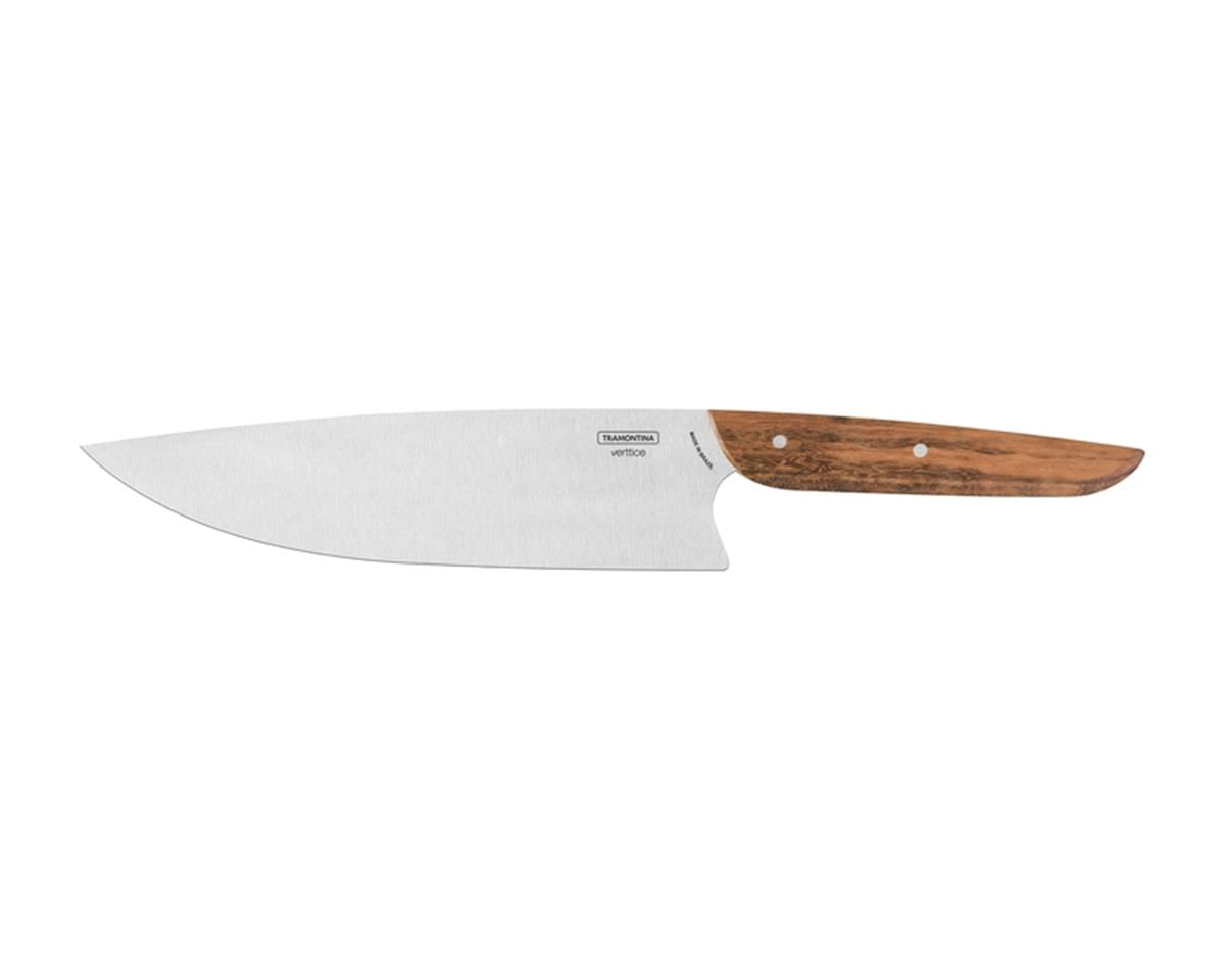 Encontraproduto.com.br - Faca Chef Verttice com Lâmina em Inox e Cabo de Madeira Natural 8pol - Tramontina