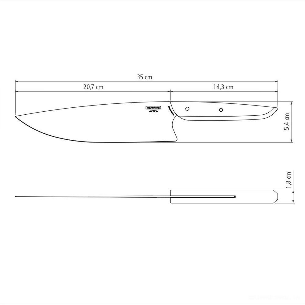 Encontraproduto.com.br - Faca Chef Verttice com Lâmina em Inox e Cabo de Madeira Natural 8pol - Tramontina