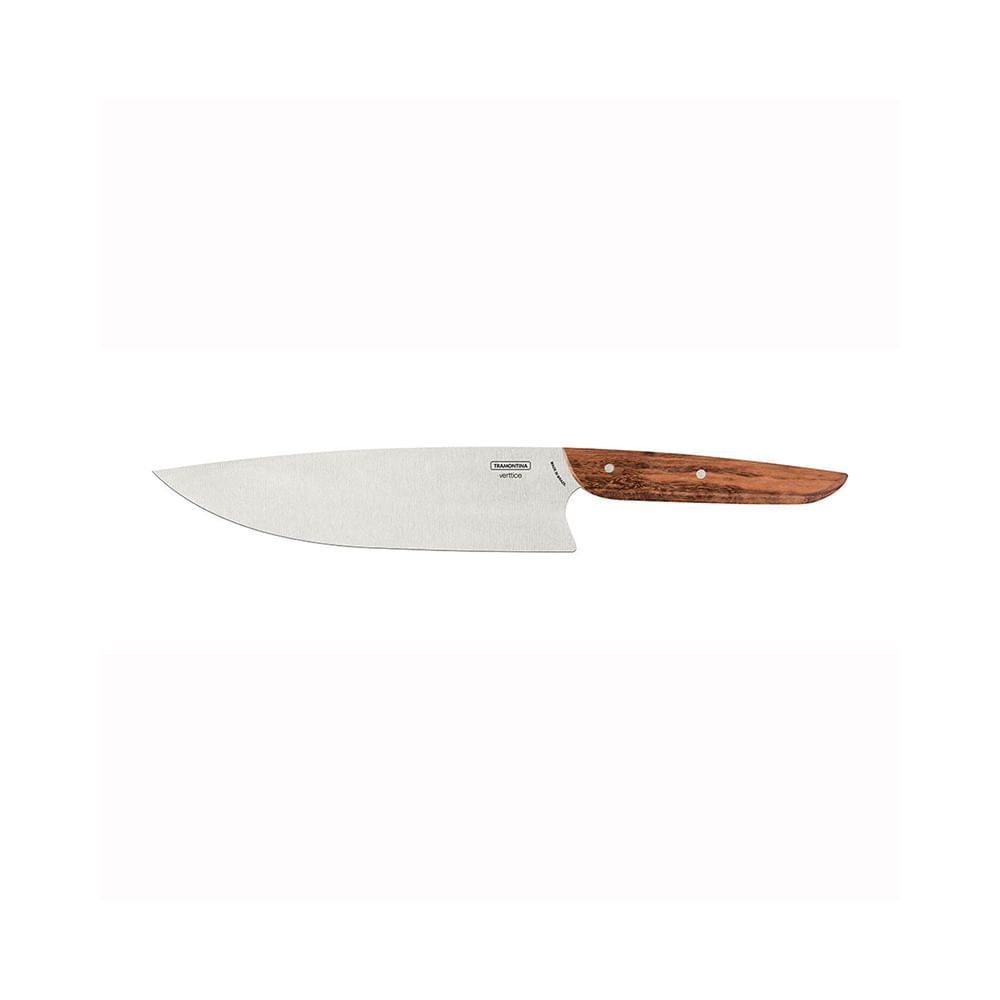 Encontraproduto.com.br - Faca Chef Verttice com Lâmina em Inox e Cabo de Madeira Natural 8pol - Tramontina