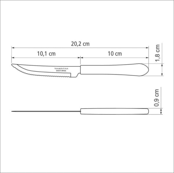 Encontraproduto.com.br - Faca para Churrasco Tramontina Leme com Lamina em Aço Inox e Cabo de Polipropileno Azul Oceano 4
