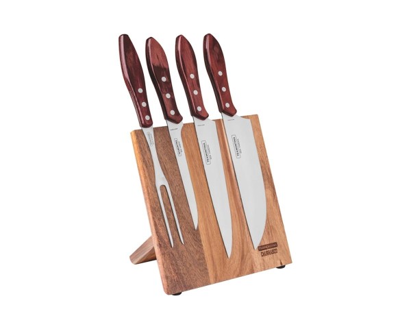 Encontraproduto.com.br - Jogo de Churrasco 5 Peças Inox Polywood Vermelho Tramontina