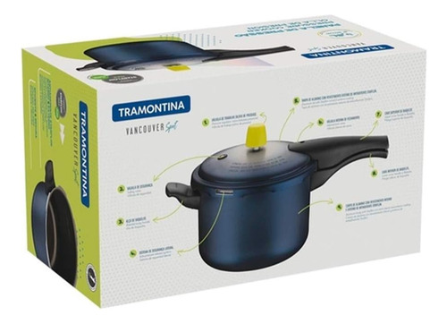 Encontraproduto.com.br - Panela de Pressao Tramontina Vancouver Azul 4,5 Litros