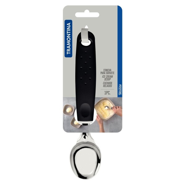 Encontraproduto.com.br - Concha Para Sorvete Tramontina Utilitá Preta, Em Aço Inox E Cabo De Polipropileno - 25607/100