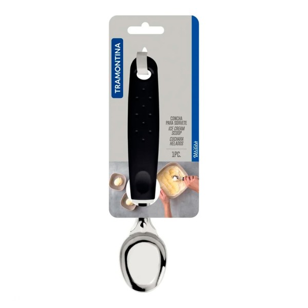 Encontraproduto.com.br - Concha Para Sorvete Tramontina Utilitá Preta, Em Aço Inox E Cabo De Polipropileno - 25607/100
