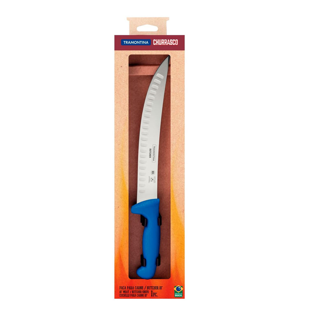 Encontraproduto.com.br - Faca Carne Inox 10 Profissional Azul Butcher Tramontina