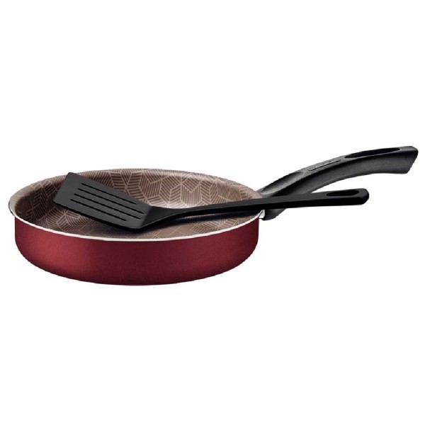 Encontraproduto.com.br - Frigideira Reta Tramontina Paris 20cm, 1,4L, Alumínio, com Espátula, Vermelho - 28504/720