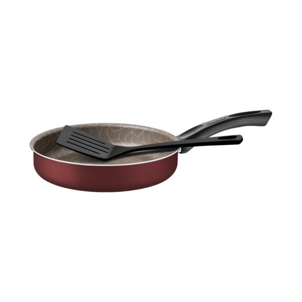 Encontraproduto.com.br - Frigideira Reta Tramontina Paris 20cm, 1,4L, Alumínio, com Espátula, Vermelho - 28504/720