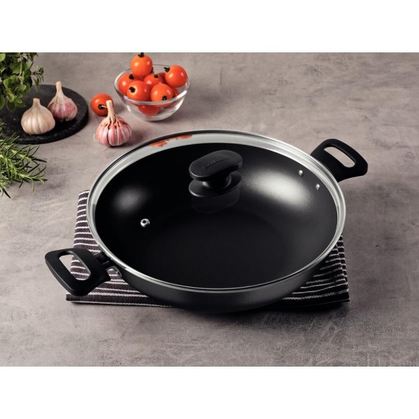 Encontraproduto.com.br - Wok Tramontina Loreto em Alumínio Antiaderente Starflon Max Grafite 28 cm 3,3 L