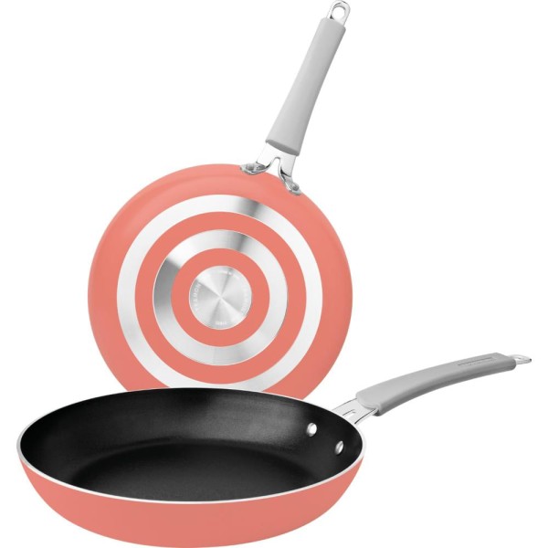 Encontraproduto.com.br - Jogo de Frigideiras Tramontina em Alumínio Antiaderente Starflon Premium Laranja 2 Peças
