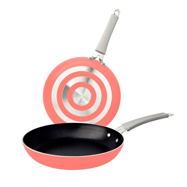 Encontraproduto.com.br - Jogo de Frigideiras Tramontina em Alumínio Antiaderente Starflon Premium Laranja 2 Peças