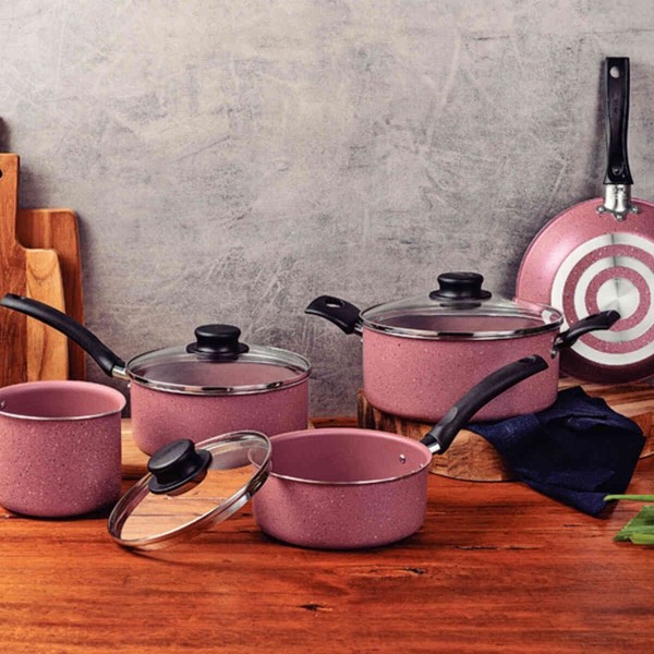 Encontraproduto.com.br - Conjunto de Panelas Antiaderente Tramontina Turim Rosê 5 Peças