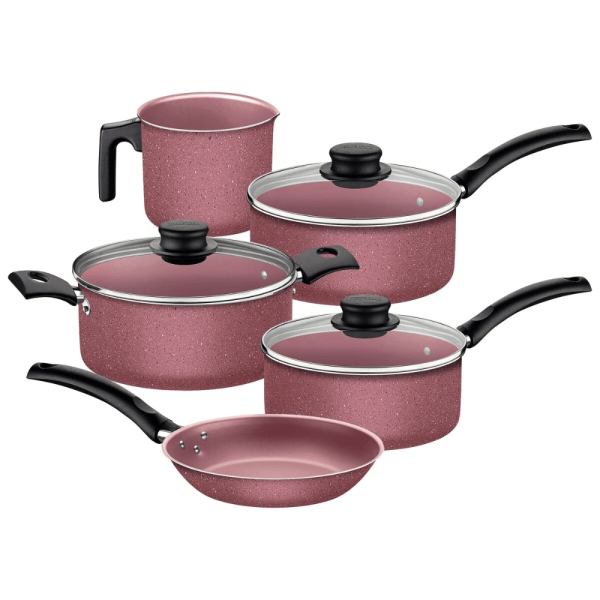 Encontraproduto.com.br - Conjunto de Panelas Antiaderente Tramontina Turim Rosê 5 Peças