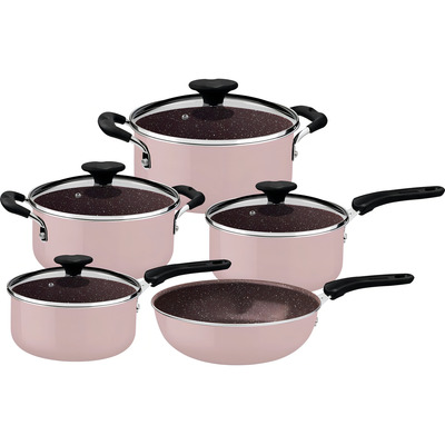 Jogo De Panelas Tramontina Tunis Rosa Trufado 5 Peças