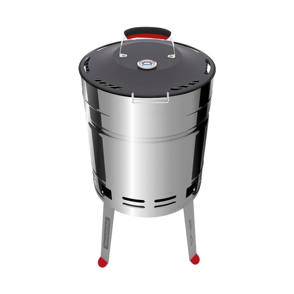 Encontraproduto.com.br - Churrasqueira à Carvão Tramontina TCP 400 em Aço Inox com Bandeja para Carvão em Aço Esmaltado