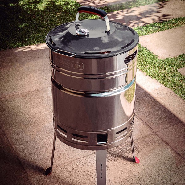 Encontraproduto.com.br - Churrasqueira à Carvão Tramontina TCP 400 em Aço Inox com Bandeja para Carvão em Aço Esmaltado