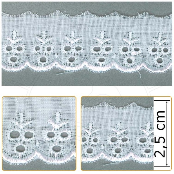 Bordado Inglês 1230 Branco - 2,5 cm