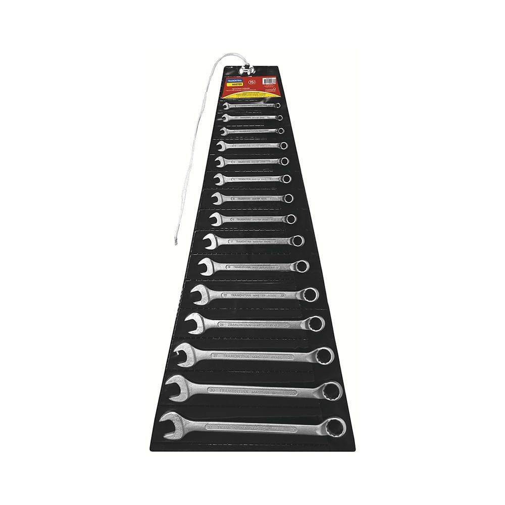 Encontraproduto.com.br - Jogo de Chaves Combinadas com Corpo Forjado em Aço Especial Cromado 15 Peças em Milímetros - 42241/215 - Tramontina