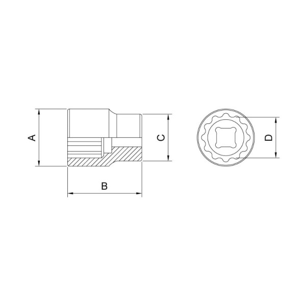 Encontraproduto.com.br - Soquete estriado com encaixe de 3/4