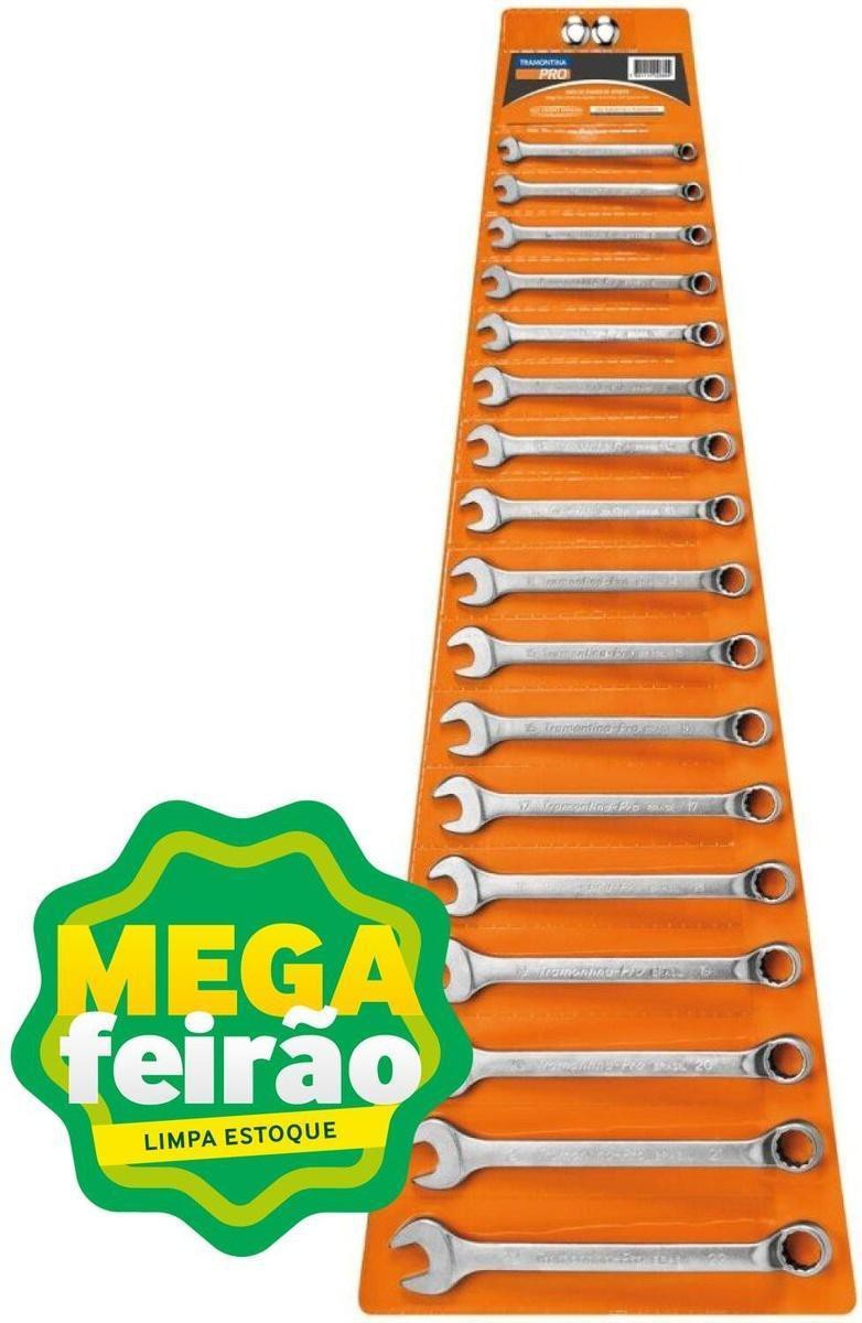 Encontraproduto.com.br - Jogo de Chave Combinada 6 a 22mm com 17 peças 44660/217 Tramontina Pro
