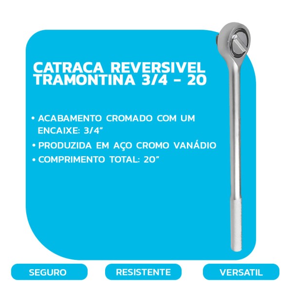 Encontraproduto.com.br - Catraca para Soquete 3/4x20” Reversível 44859/120 - Tramontina Pro