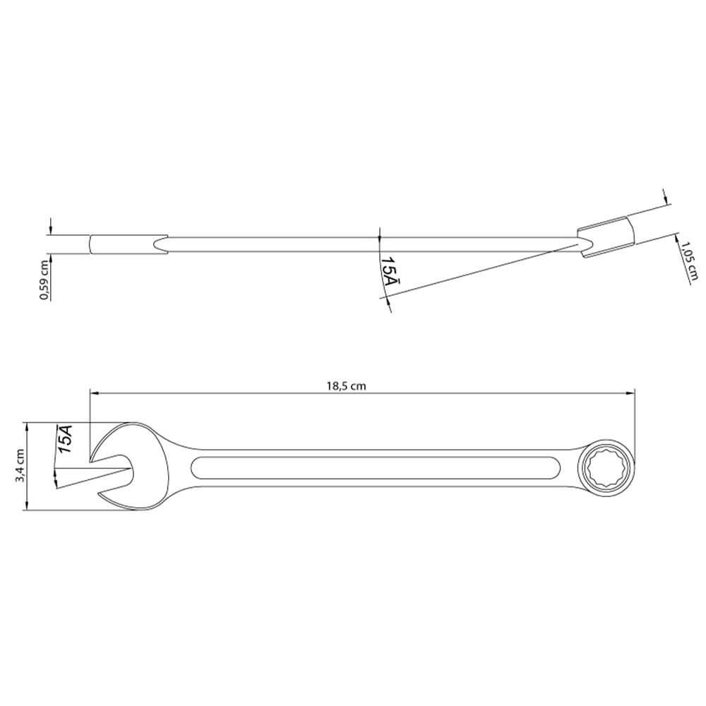 Encontraproduto.com.br - Chave Combinada 15 mm Tramontina Basic com Corpo em Aço Especial Cromado