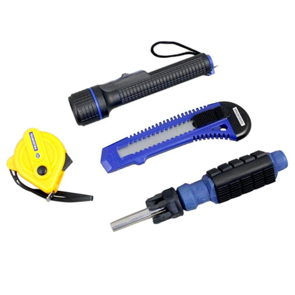 Encontraproduto.com.br - Kit de Ferramentas com Trena Estilete Lanterna Ponteiras e Chave com Adaptador 10 Peças - 43408/123 - Tramontina
