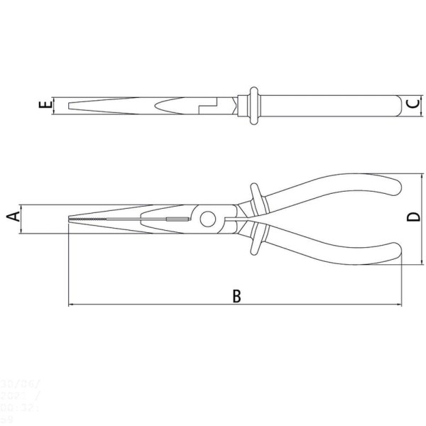 Encontraproduto.com.br - Alicate Meia Cana - Bico Longo Reto Isolado 1.000 V 8