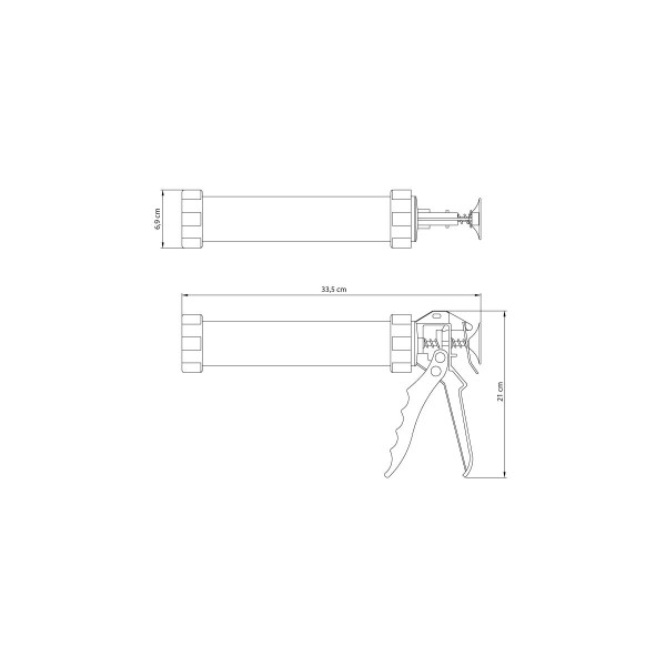 Encontraproduto.com.br - Pistola Aplicadora de Silicone 300 ml Tramontina MASTER com Tubo em Alumínio