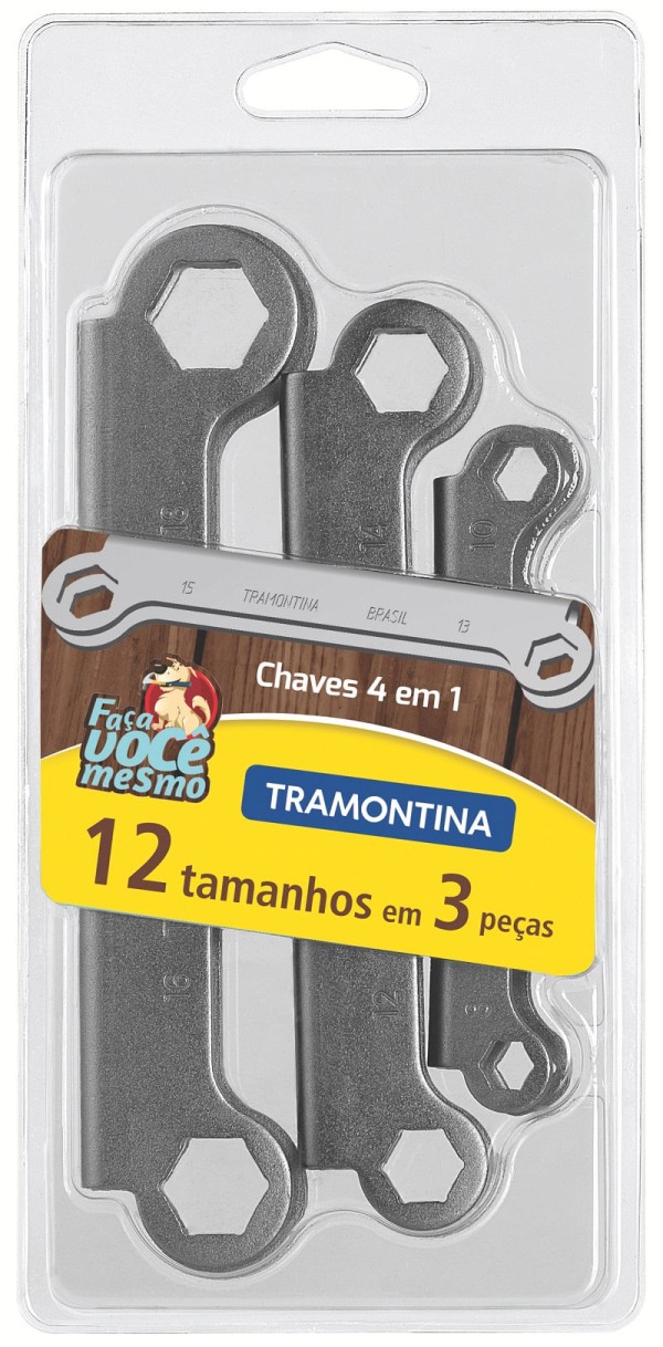 Encontraproduto.com.br - Jogo de Chaves de Aperto 4x1 Tramontina com Acabamento Cromado 3 Pecas