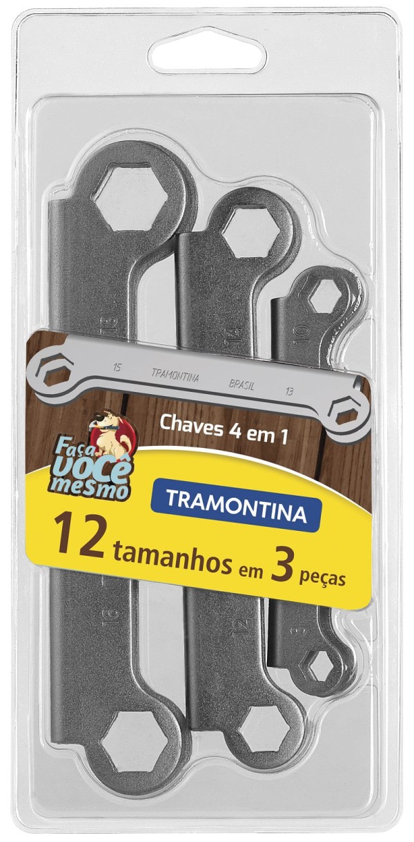 Encontraproduto.com.br - Jogo de Chaves de Aperto 4x1 Tramontina com Acabamento Cromado 3 Pecas