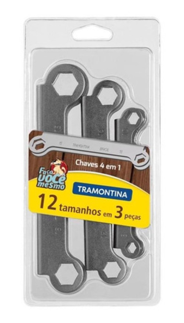 Encontraproduto.com.br - Jogo de Chaves de Aperto 4x1 Tramontina com Acabamento Cromado 3 Pecas