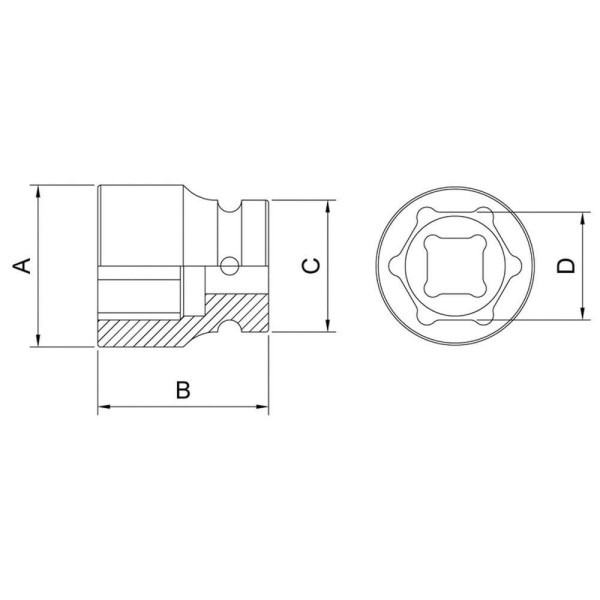 Encontraproduto.com.br - Soquete Impacto Sextavado 25 Mm Encaixe 1/2  Tramontina Pro