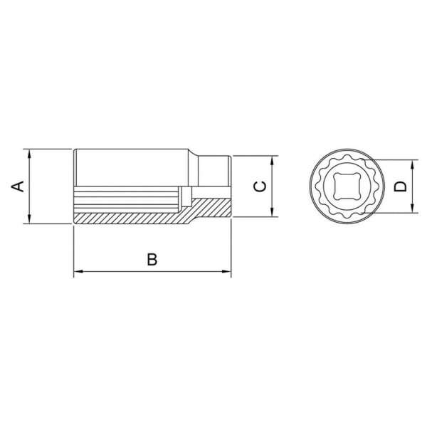 Encontraproduto.com.br - Soquete Estriado Longo Cromo Vanádio 8 Mm Encaixe 1/2  Tramo